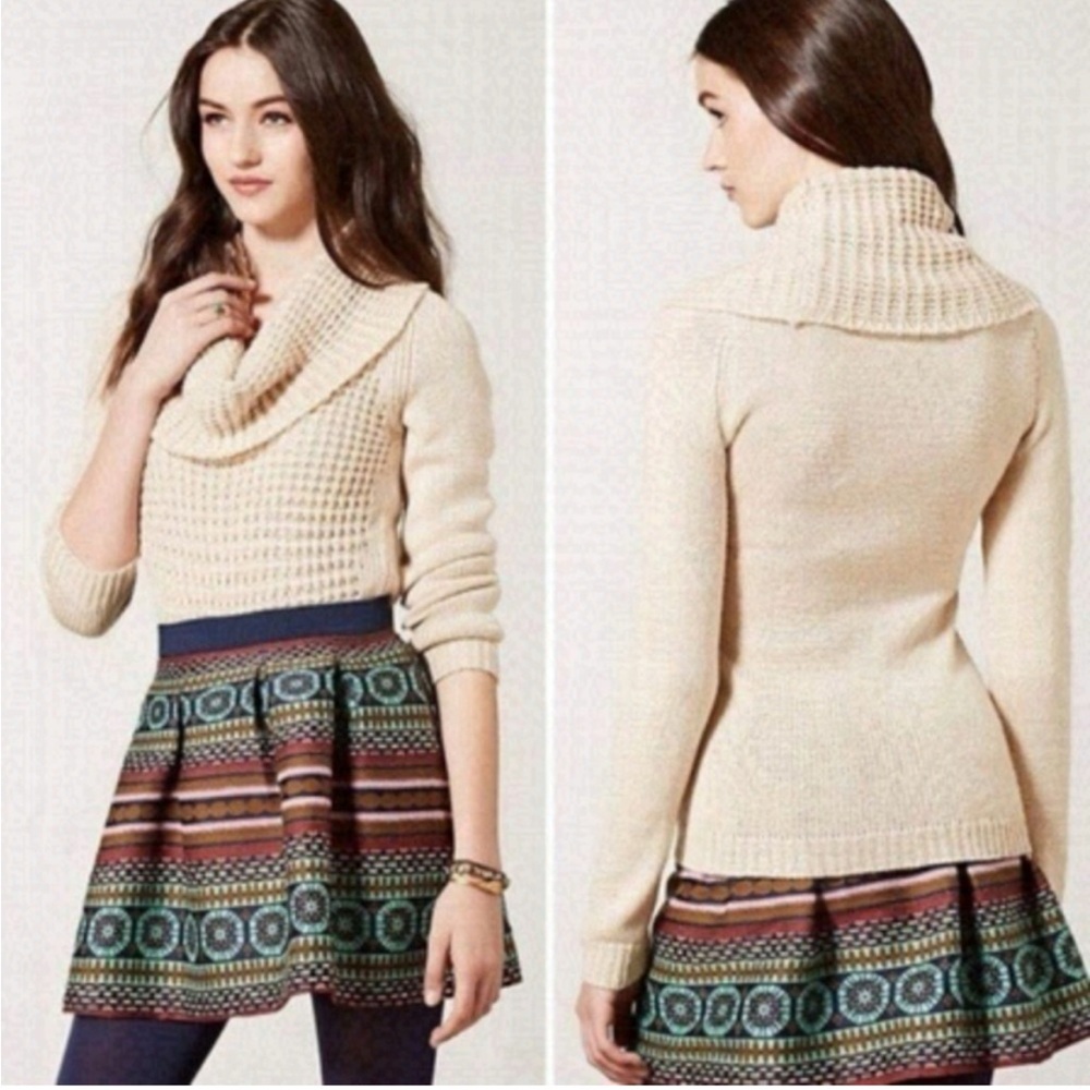 Anthropologie Cowl Cable Knit Sweater